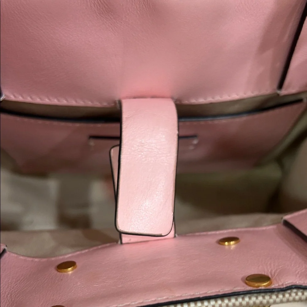 Valentino Garavani Pink Leather and  Canvas  Small tote bag VG gold logo